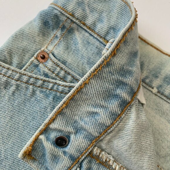 Levis Orange Tab Light Blue High Waisted Jean Shorts Fringe Distressed Boho - Picture 9 of 15